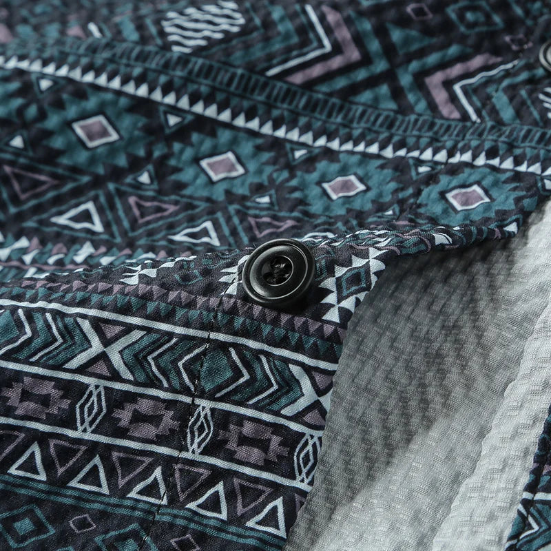 Sleek Patterned Short Sleeved Shirt