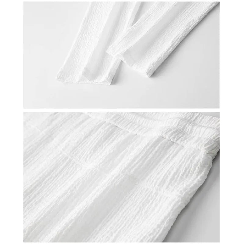 Solid Pleated Two-Piece Set