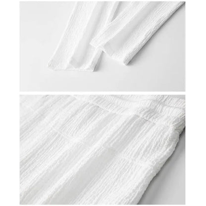 Solid Pleated Two-Piece Set