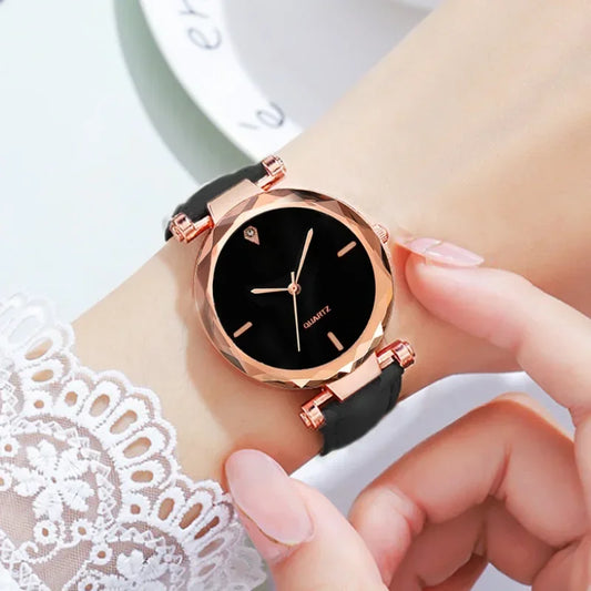 Luxe Leather Strap Watch
