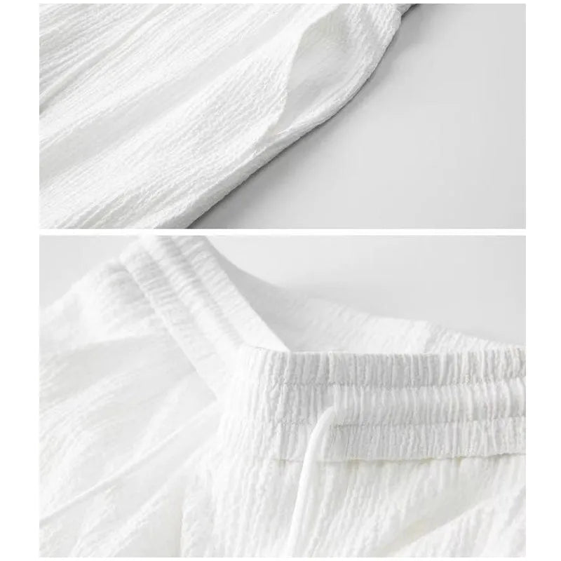 Solid Pleated Two-Piece Set