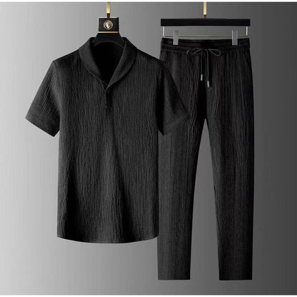 Solid Pleated Two-Piece Set