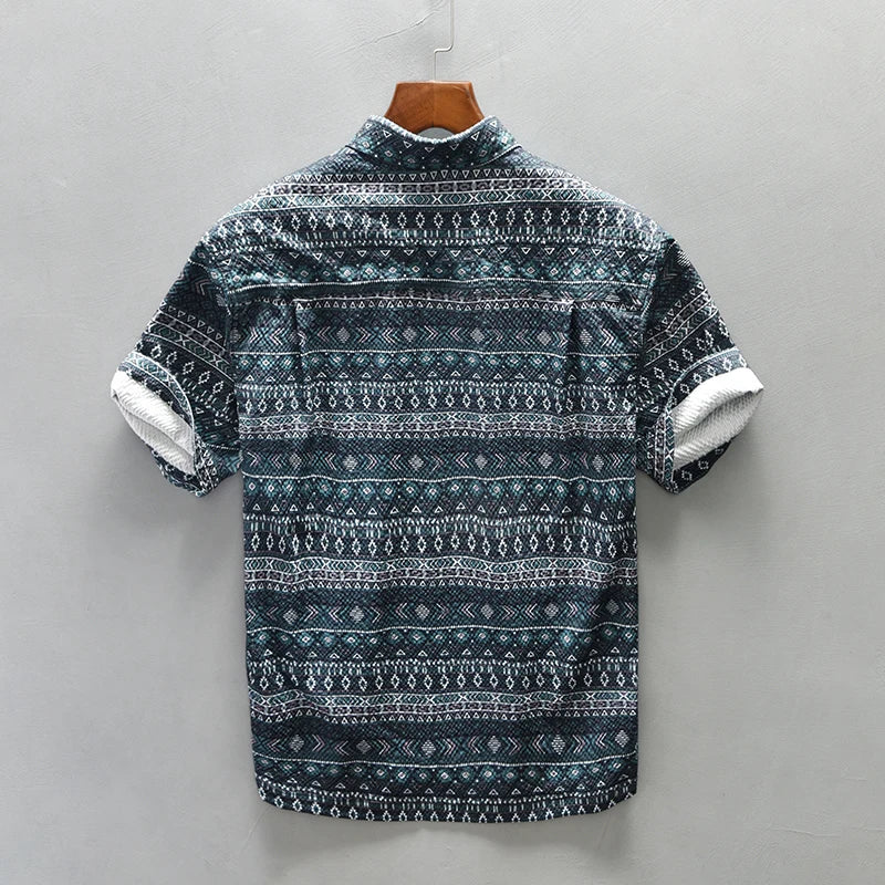 Sleek Patterned Short Sleeved Shirt