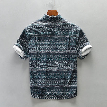 Sleek Patterned Short Sleeved Shirt
